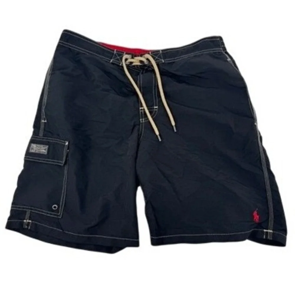 Polo Ralph Lauren Swim Trunks Mens M Navy Blue Cargo Board Shorts